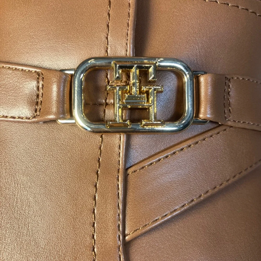 Tommy Hilfiger Ivaide Ankle Boots Tan Gold Buckle Side Zip 5.5 M NIB Orig $129 - Picture 5 of 14